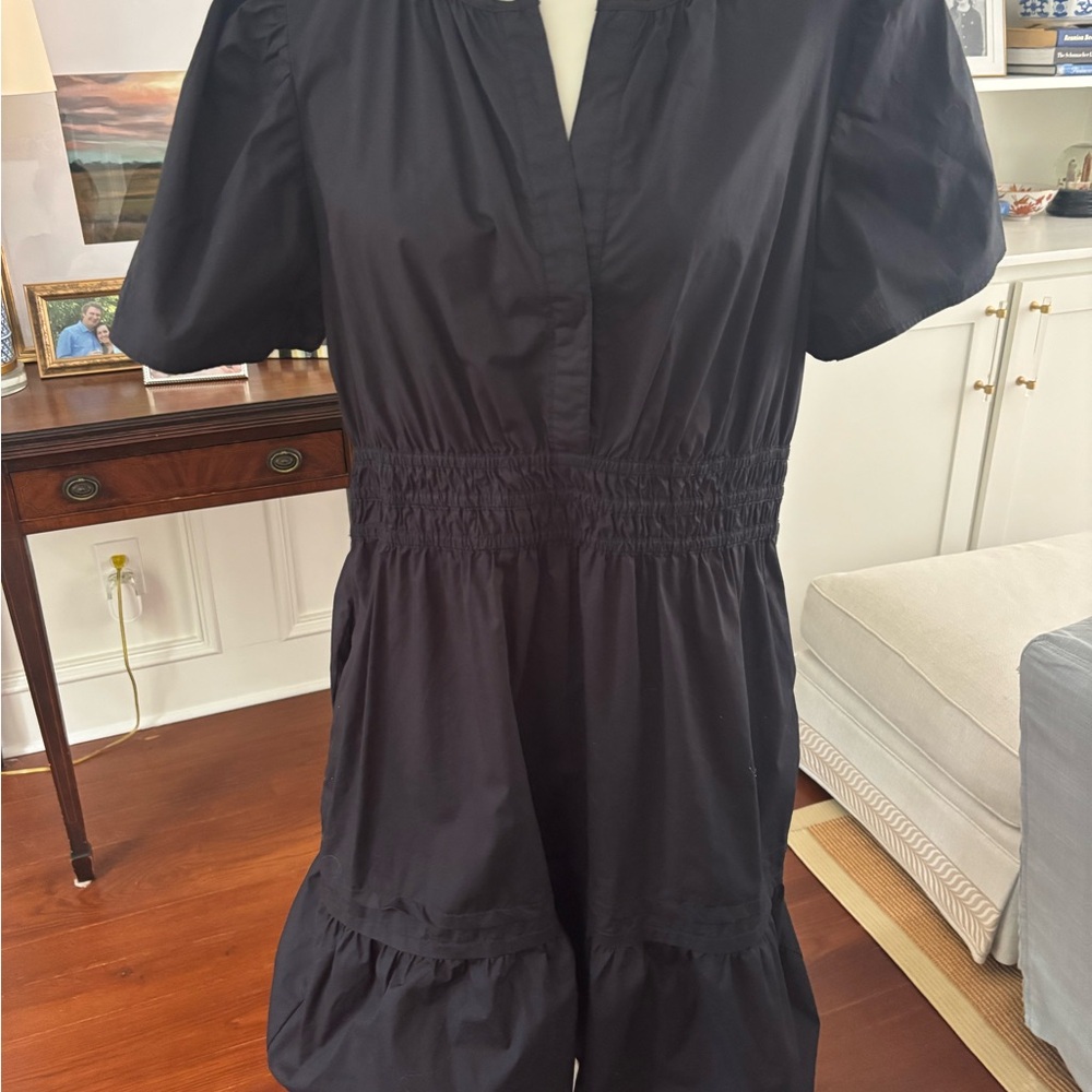 Quince Black Puff Sleeve Dress Large